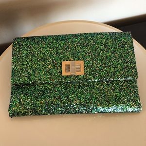 Valorie Green Glitter Clutch